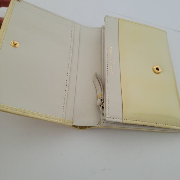 Charles Jourdan Paris Wallet Card Bill Medium Bifold Yellow Champagne Designer - Picture 3 of 16